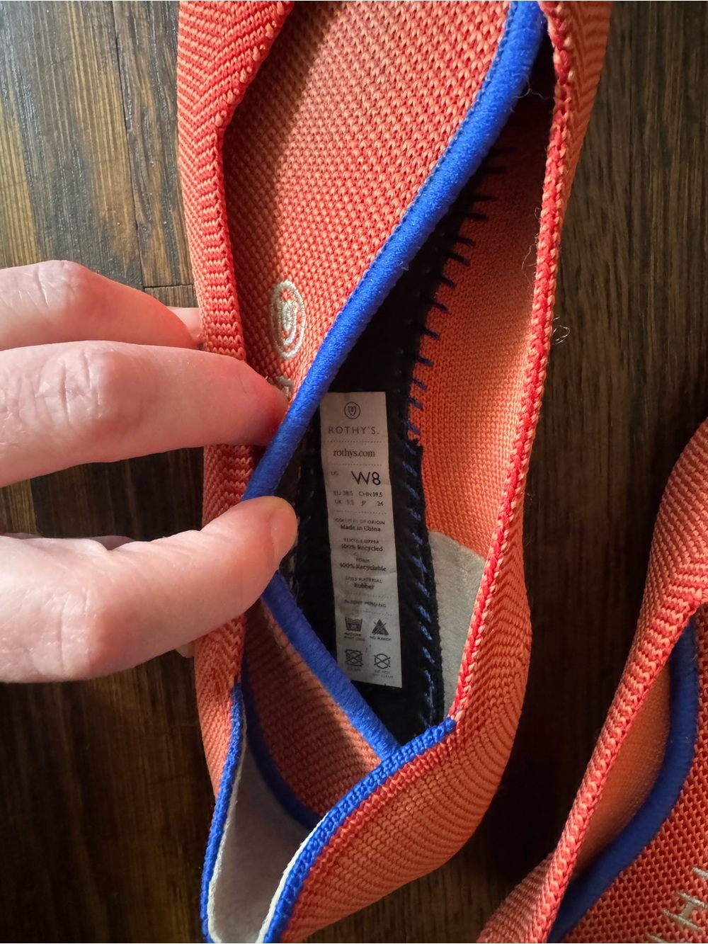 Rothy's Pointed Knit Flat in Coral - Picture 5 of 5